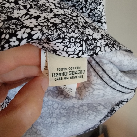L. L.Bean Black and White Floral Shirt XL Cotton - Picture 5 of 7